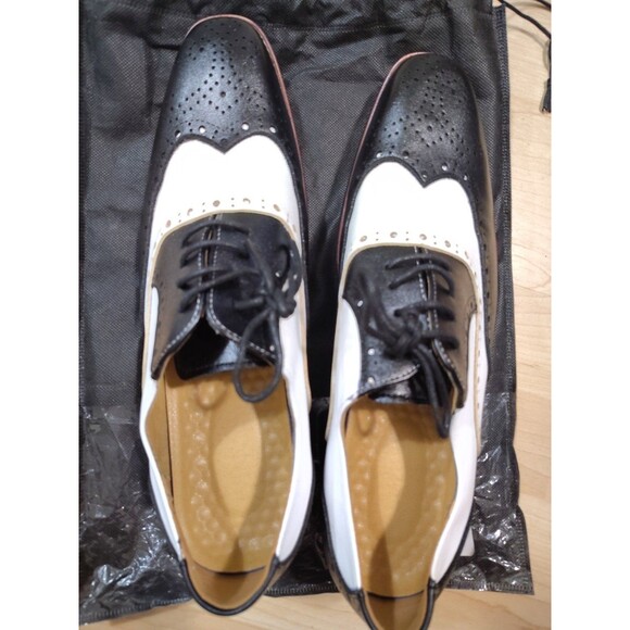 Men's Two Tone Wing Tip Lace up Formal Oxford Dress Shoes Brogue Wedding US - Picture 3 of 6